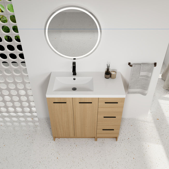 Wall Mounted Floating Bathroom Vanity With Sink, Door & Drawers Modular Cabinet