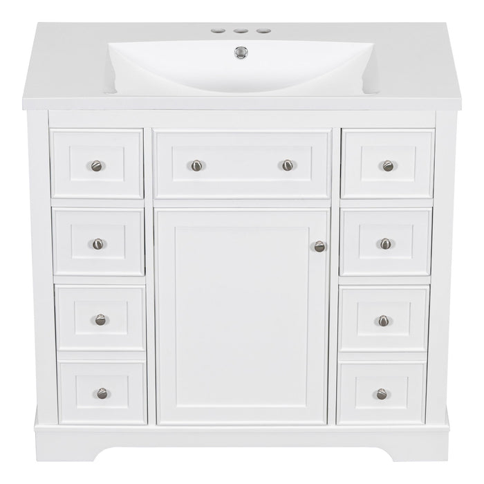 Modern Bathroom Vanity With Sink Combo, 6 Drawers And 1 Cabinet