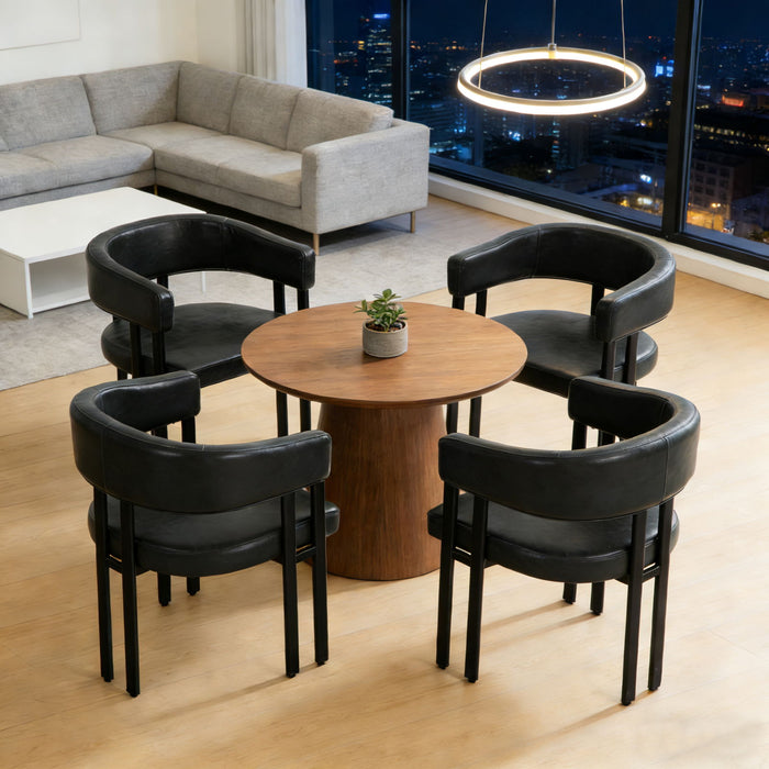 Modern Dining Upholstered Barrel Chair With Curved Back And Armrests