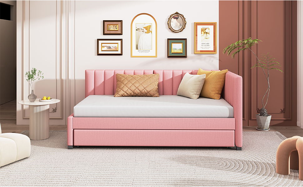 Upholstered Daybed, Sofa Bed Frame, No Box Spring Needed