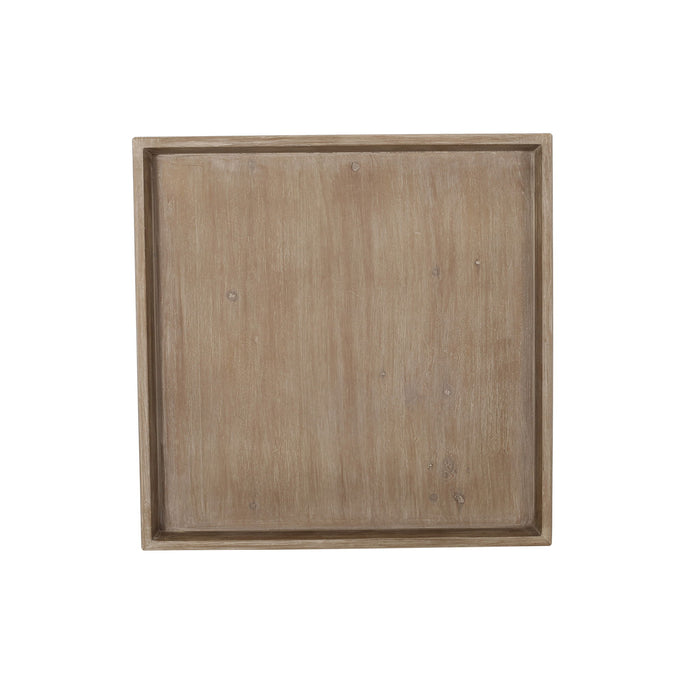 French Country Style Accent Table With Ornate Stretcher Base - Natural