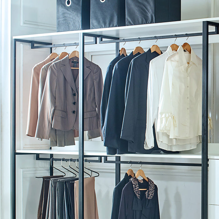 Fiona - Freestanding Walk In Closet System With Metal Frame Durable Storage Solution Melamine - White