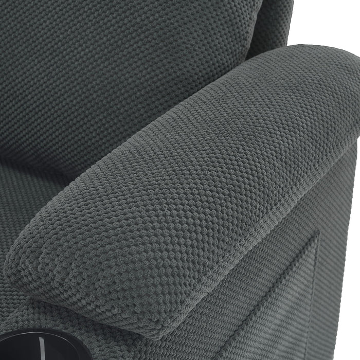 Accent Chair With Storage Ottoman, Reclining Single Chaise Lounge With Cupholders And USB, C Ports