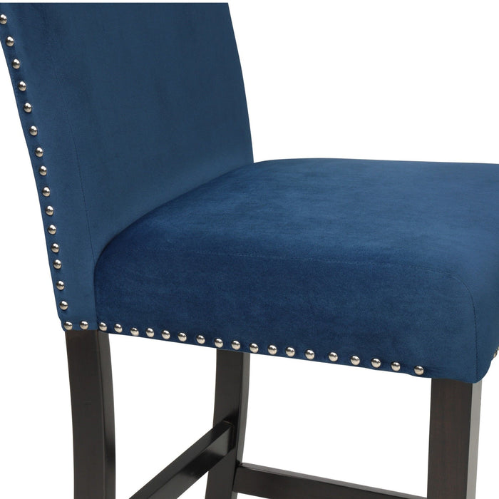 Modern 5 Piece Counter Height Dining Set With Tufted Nail Head Chairs