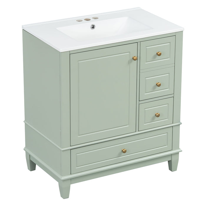 Freestanding Bathroom Vanity With Sink, Soft Close Door, 3 Drawers