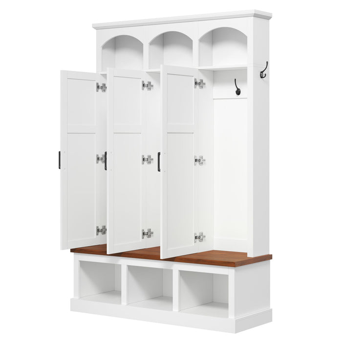 Classic Arched Design Hall Tree With 3 Hidden Storage