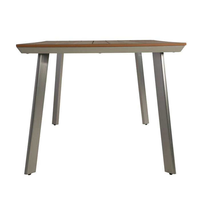 Outdoor Dining Table With Eucalyptus Wood Topped - Silver
