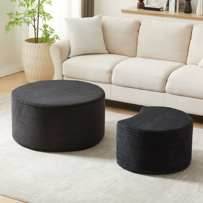 Modern Upholstered Round Coffee Table For Living Room (Set of 2)
