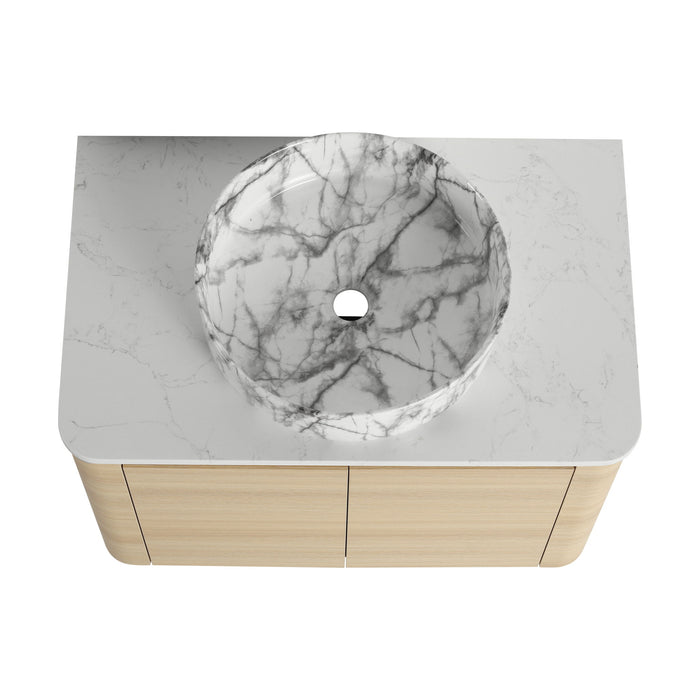 Mounted Bathroom Vanity & Art Sink & 2 Soft Close Doors