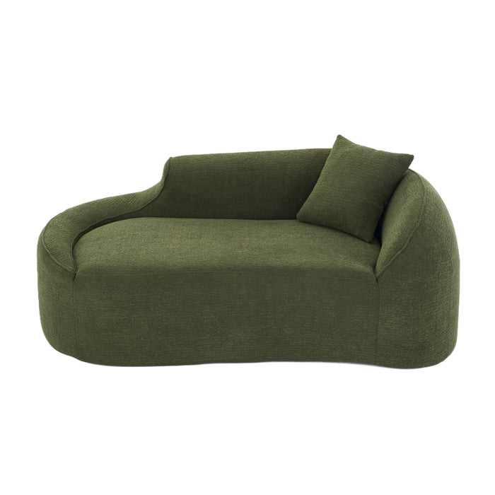 Compression Curved Chaise Longue Chair Indoor Loveseat Sofa Bed With Deep Seat And Pillow - Green