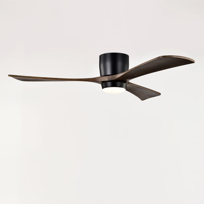 Flush Mount Blades Ceiling Fan With Lights Remote Control, Quiet DC Motor, 6 Speed, Reversible Ceiling Fan For Living Room - Matte Black