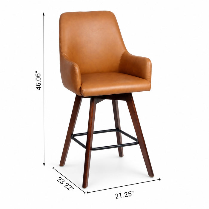 Upholstered Barrel Chair With Curved Backrest - Antique Brown