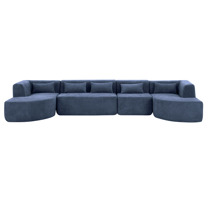 Upholstered Sofa Free Combined Sofa Couch With 2 Chaise Lounge And Five Back Pillows For Living Room