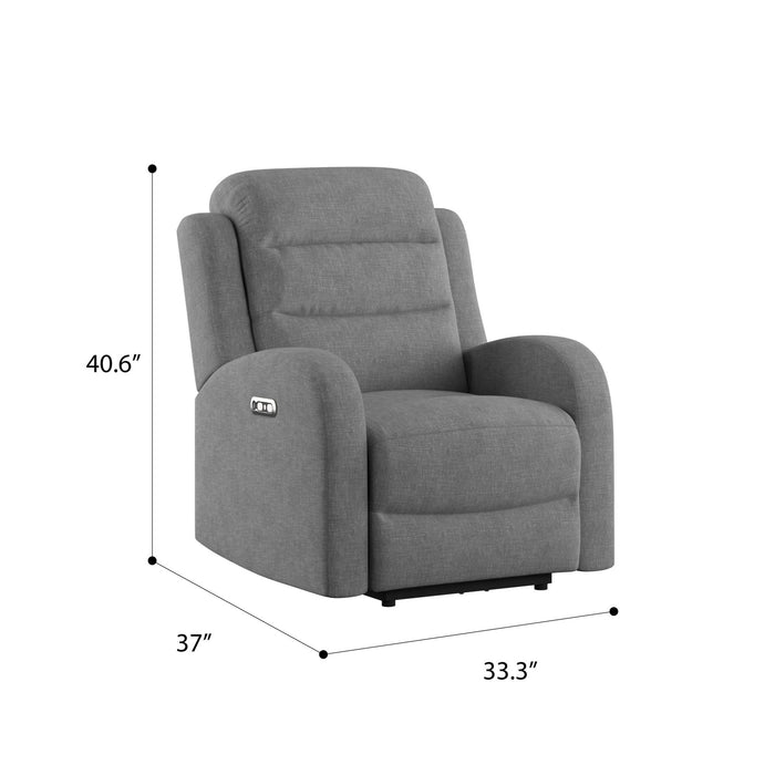 Harvey - Power Recliner With 1 Power Headrest - Mottled Gray