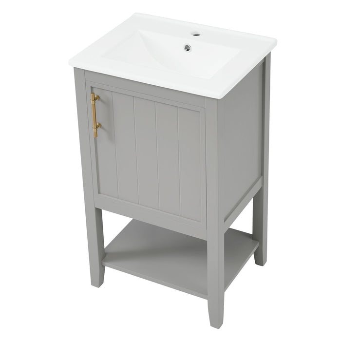 Modern Bathroom Vanity With Sink, Soft-Closing Door And Open Shelf