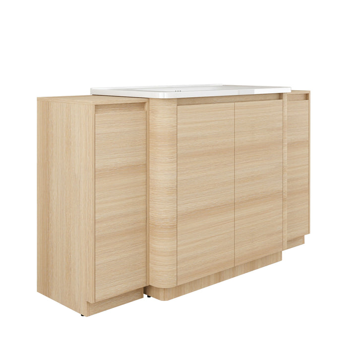 Freestanding Bathroom Vanity With Sink, 2 Small Storage Cabinets, Soft Close Doors