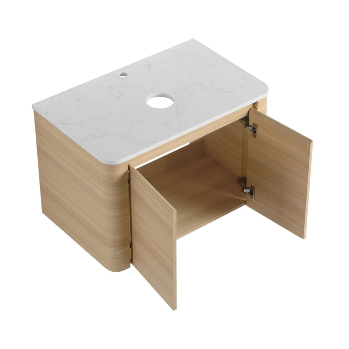 Wall Mounted Bathroom Vanity With Soft Close Door, Excluding Sink