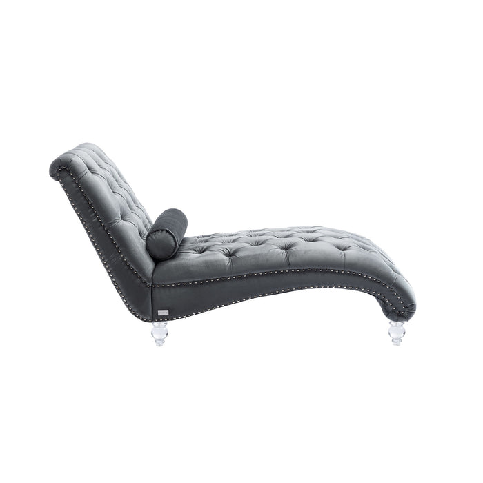 Velvet Chaise Lounge Indoor, Button Tufted Upholstered Chaise Lounge Chair With Pillow