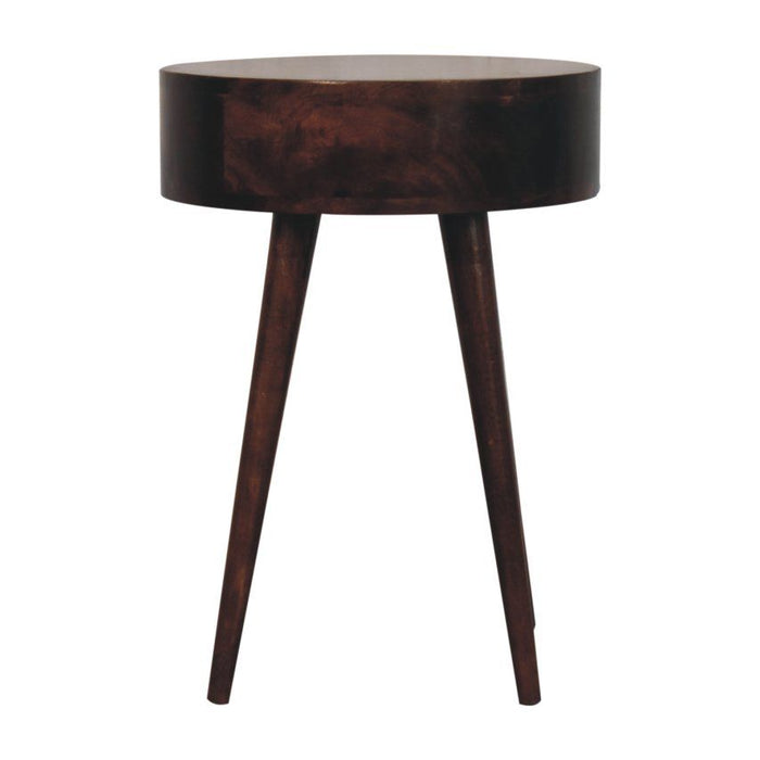 Circular Shaped Bedside Table - Walnut