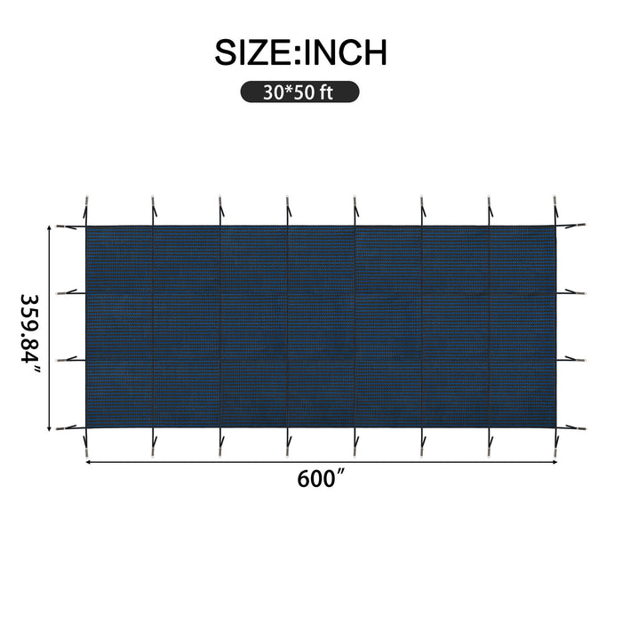 Swimming Pool Safety Cover For Rectangular Underground Pools - Blue