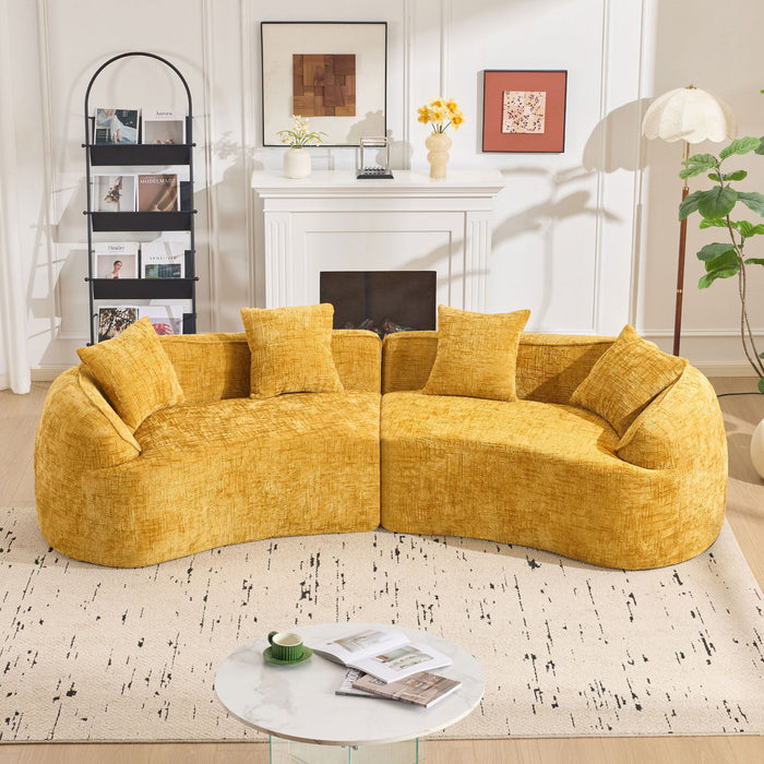 Curved Compressed Sofa, Nordic-Style Design For Living Room