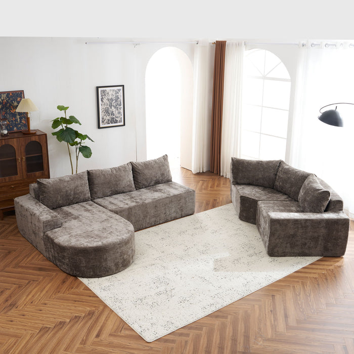 U-Shaped Oversized Modular Cloud Sectional Sofa With Deep Seat For Living Room