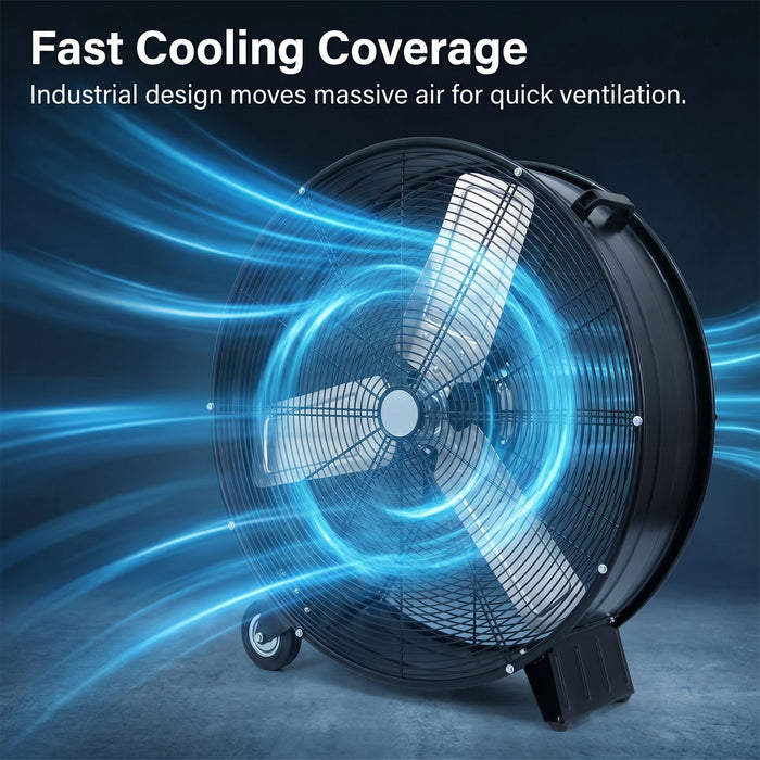 Velocity Drum Fan With 2 Speed - Black