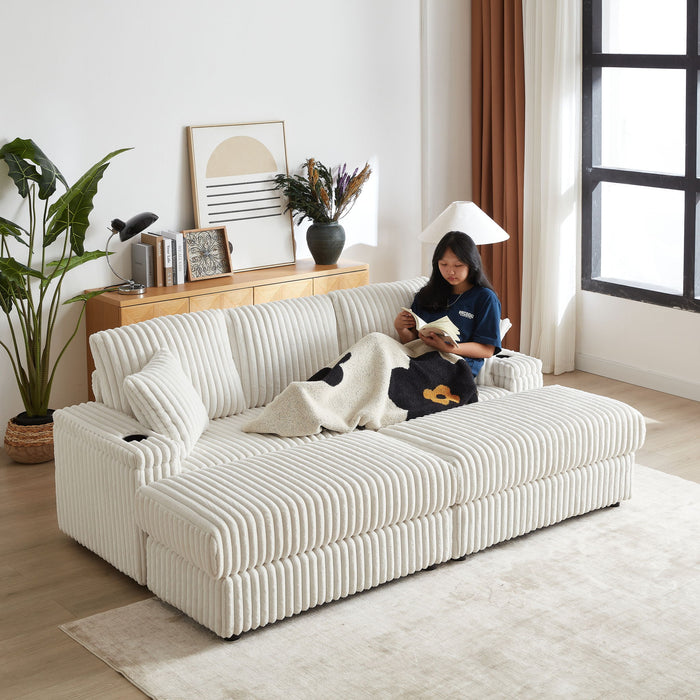 3 Seater Sofa With 2 Ottomans For Living Room