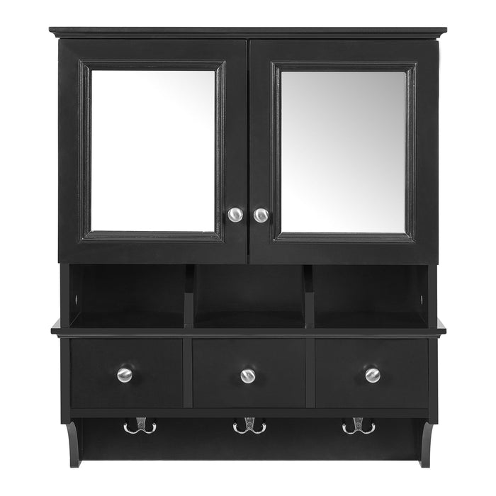 Modern Bathroom Mirror Cabinet With Drawers, Organizer Hooks, And High-Definition Mirrors