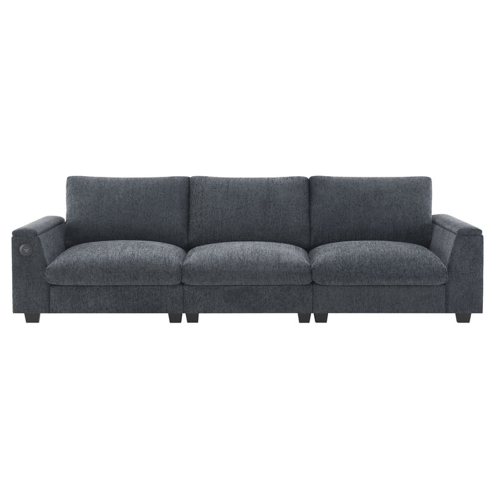 Sectional With Bluetooth Speaker Comfy Cloud Couch Set With Drop Down Table Cup Holders, USB Charger Storage Armrest Wide Seat Sofa