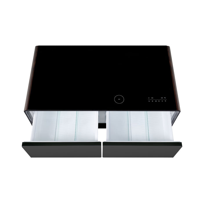 Modern Smart Coffee Table With Built-In Fridge, tooth Speaker, Wireless Charging Module, Touch Control Panel, Power Socket, USB Interface, Outlet Protection, Atmosphere Light