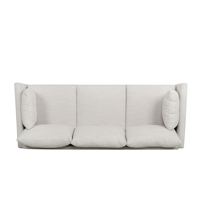 Diaphanous - Upholstered 3 Seater Sofa With 2 Accent Pillows And Wood Legs