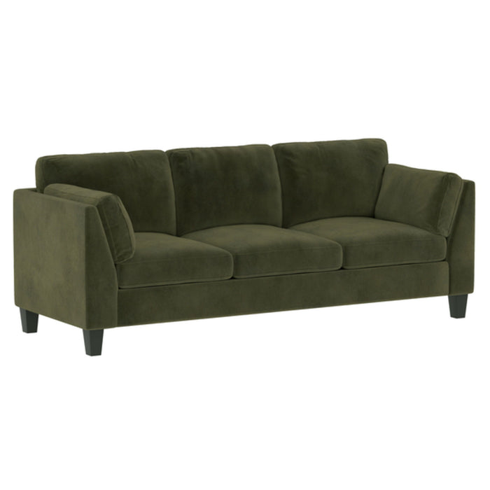 Elsbury - 84" Sofa With Modern Lines, Comfortable Upholstery, And Wood Legs - Moss Green