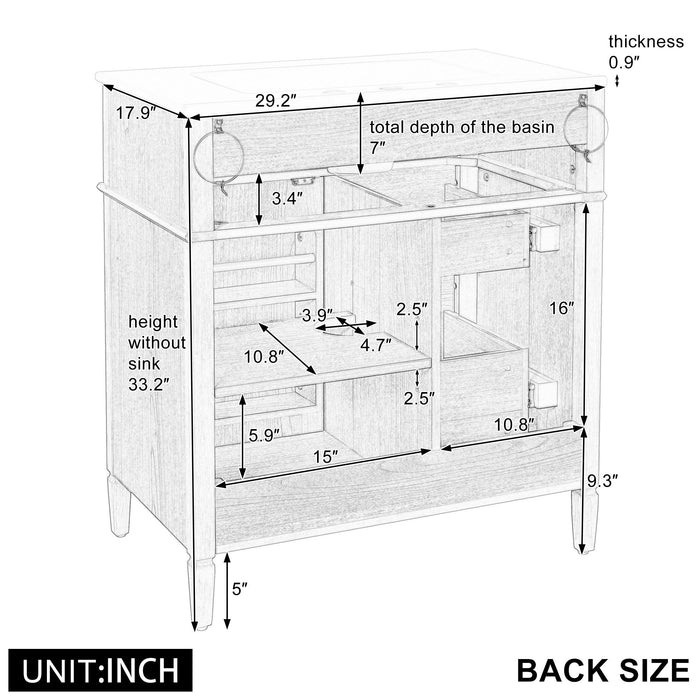 Bathroom Vanity With Flip Out Drawer, 2 Soft-Close Drawers