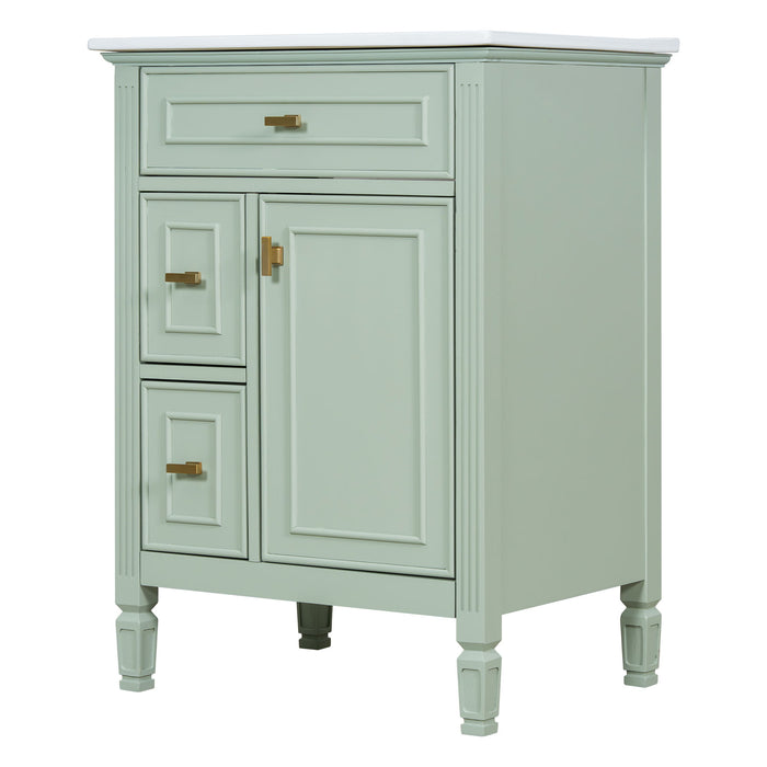 Modern Bathroom Vanity With Sink, Flip Drawer, 2 Drawers, Adjustable Shelf