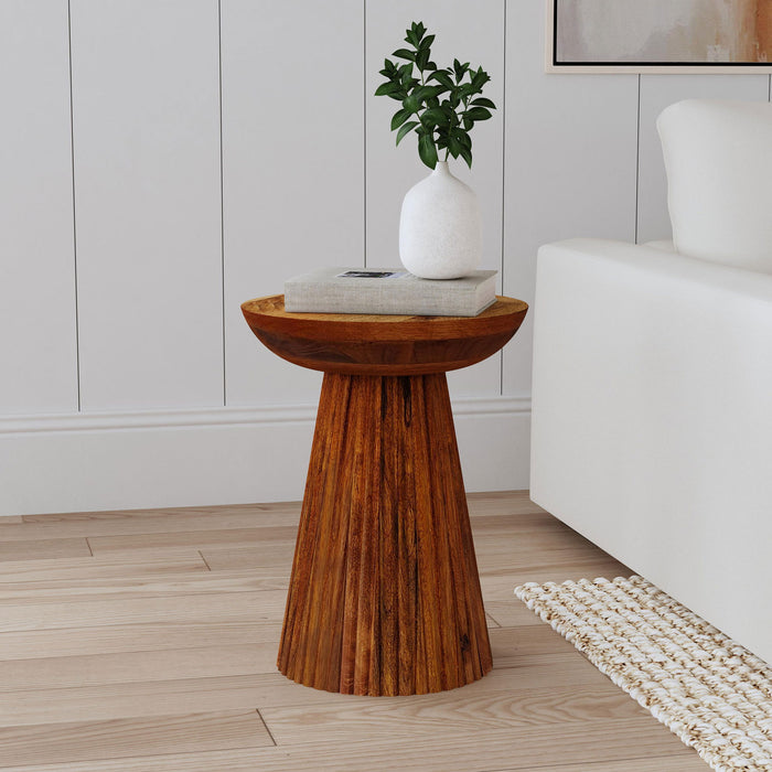 Waters - Round Accent Side Table - Honey