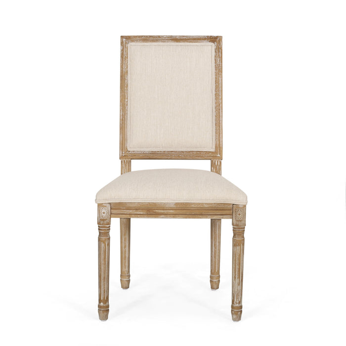 French Country Style Dining Chair With Upholstered Seating And Fluted Legs