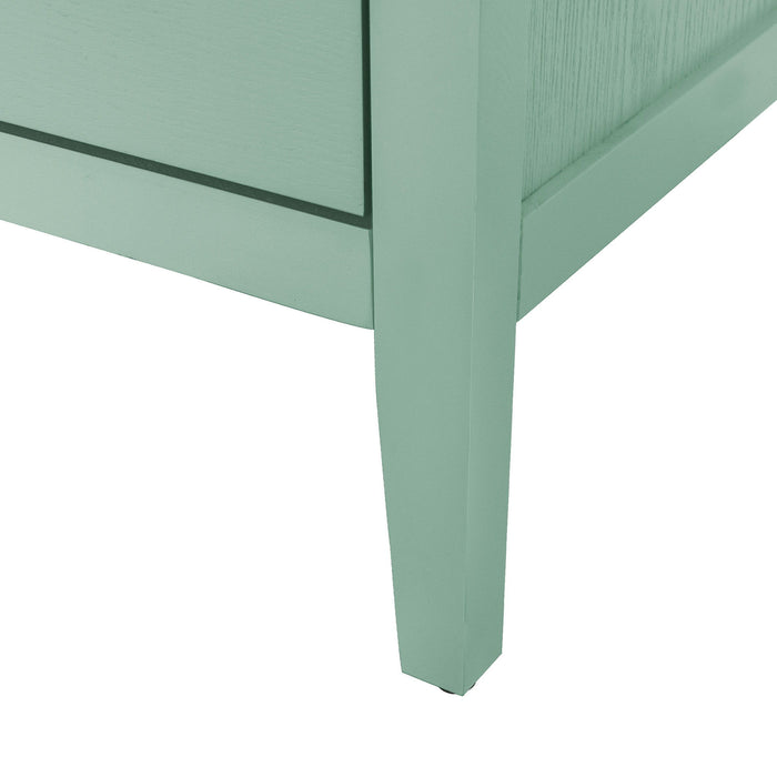 3 Drawer Storage Cabinet With Hollow Carved Design And Metal Handles, Chest For Entryway, Living Room Or Bedroom - Light Green