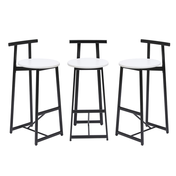 Modern Bar Stools With Backrest For Kitchen (Set of 3)