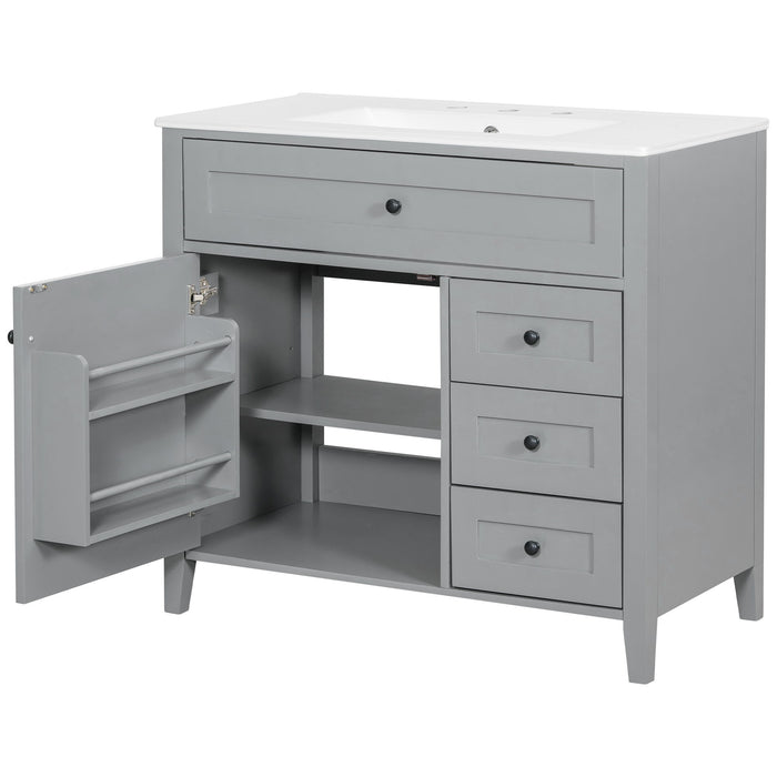 Bathroom Vanity With Sink, Cabinet With 3 Drawers And Adjustable Shelf