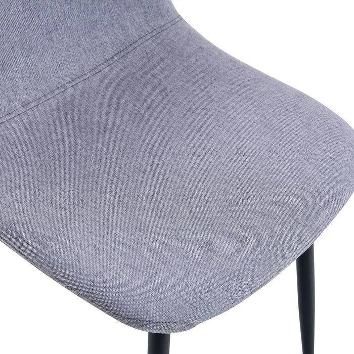 Luxury Simple Chair Linen Cotton High Resilience Dining Chair With Black Metal Legs (Set of 4) - Light Gray