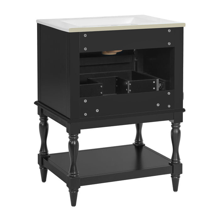 Bathroom Vanity With Sink, 2 Drawers Storage Cabinet, Open Shelf