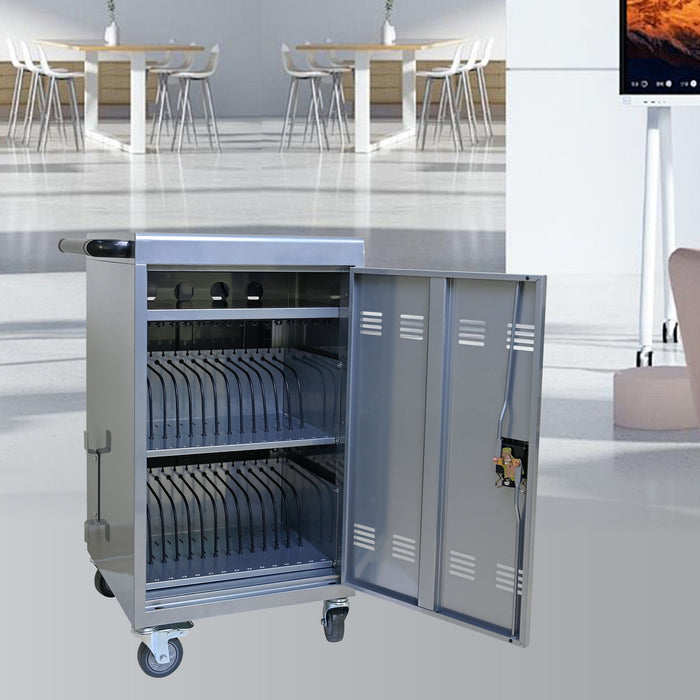 Mobile Charging Cart Station For Chromebook, Tablet And Laptop Computer With Power Strip Included