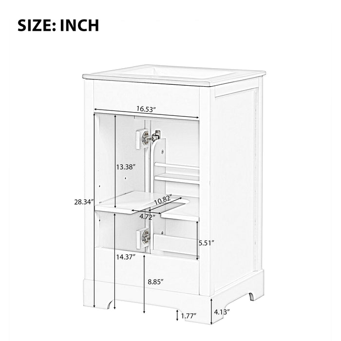 20" Bathroom Vanity With Sink, Soft Closing Cabinet Door, Adjustable Shelf & Storage Rack - White