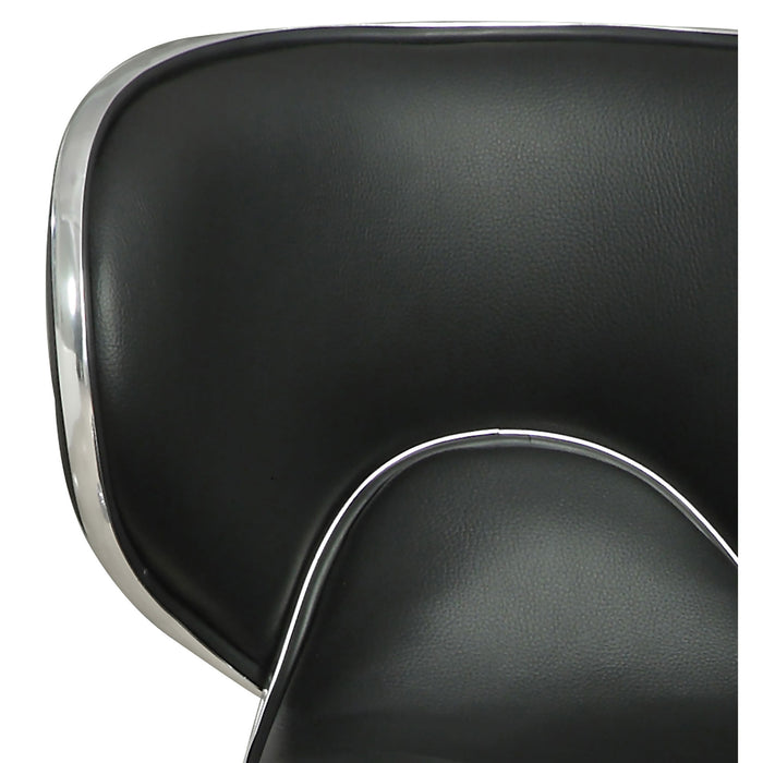 Bar Stool With Curved Design, Height Adjustable & Swivel Base (Set of 2) - Black