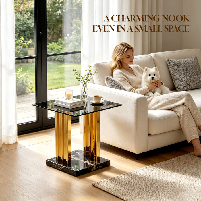 Side Table - Gray / Gold
