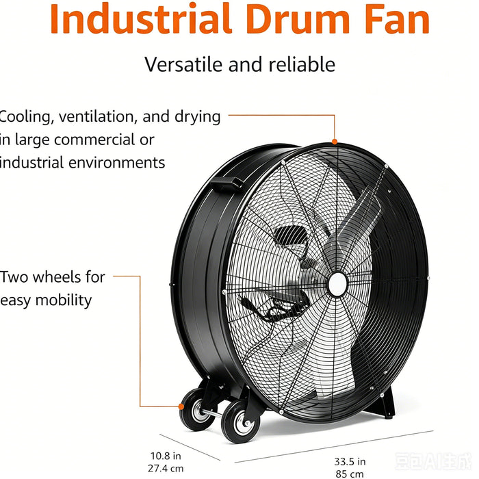 Velocity Drum Fan With 2 Speed - Black