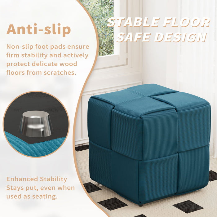 Modern Ottoman Foot Rest With Woven Design