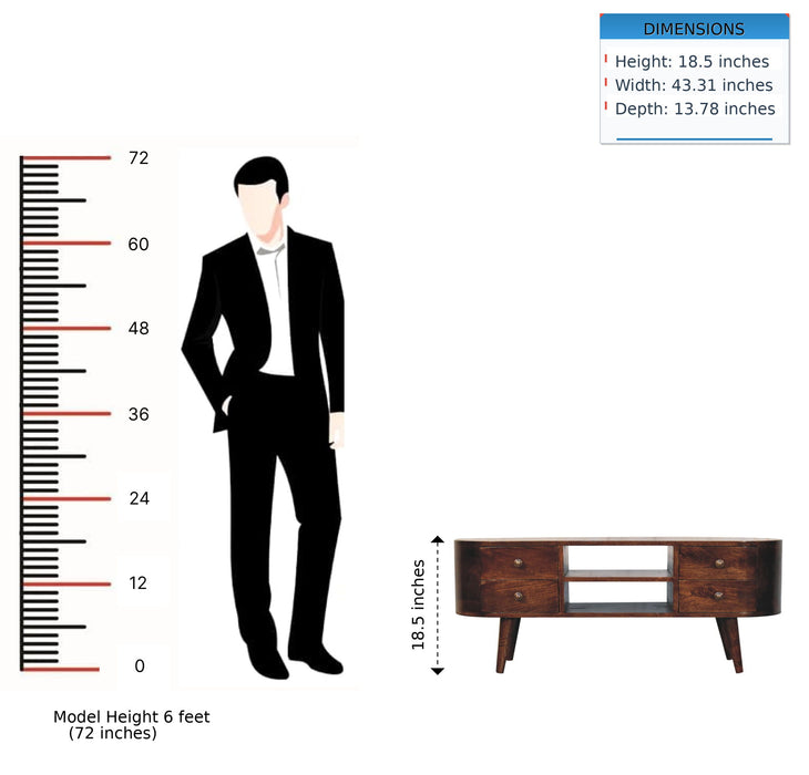 Solid Wood Rounded Entertainment Unit