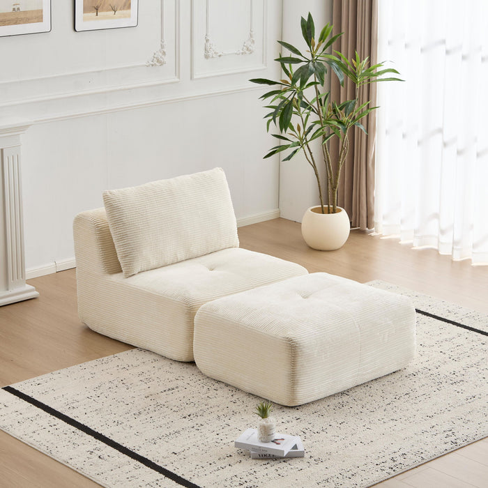 Single Chaise Longue With Movable Ottoman For Living Room